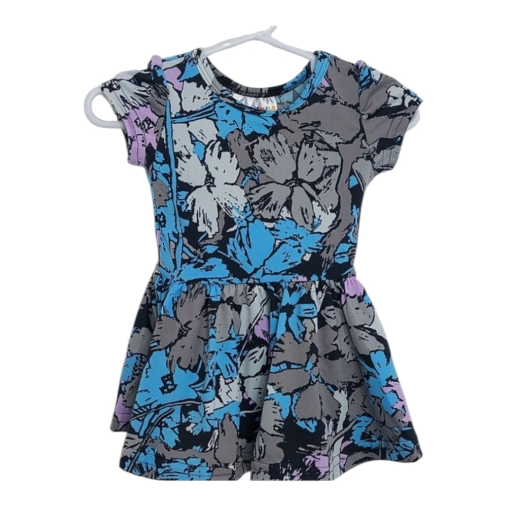 Dot Dot Smile Tropical Midnight Cap Dress Baby Girls Size 6 - 12 Months Blue